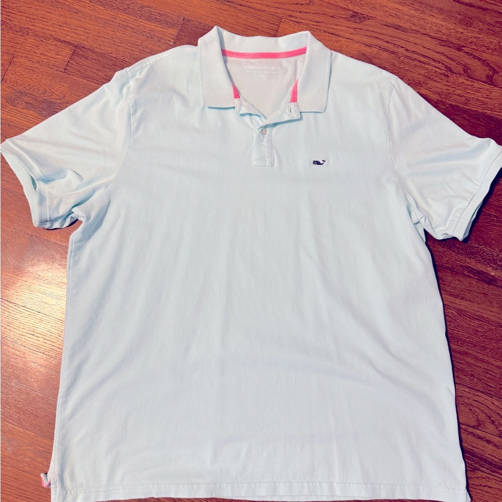 Light Blue / Green Men’s Vineyard Vines Cotton Polo - Size XL